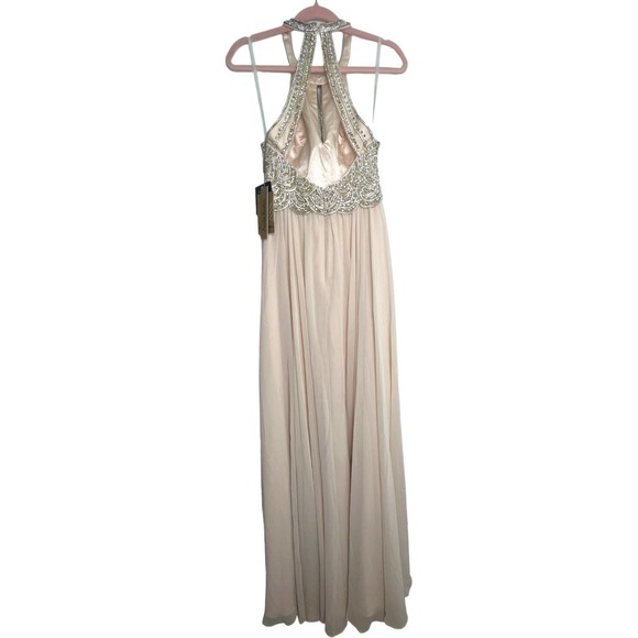 Amelia Couture Princess Champagne Beaded Maxi Formal Event Dress 4 - Picture 9 of 14